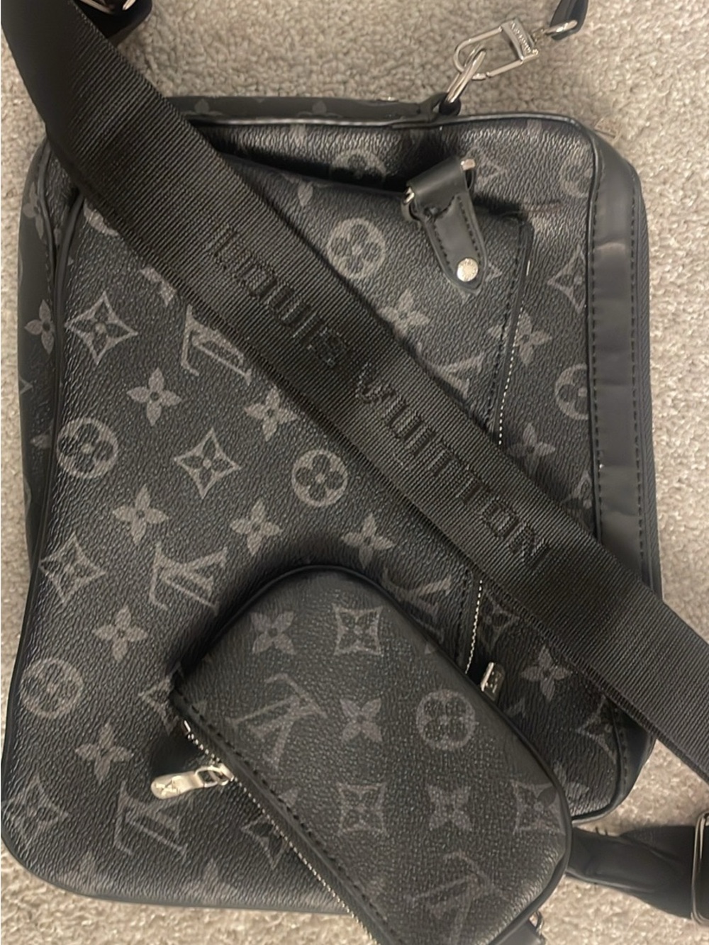 Men’s Black Monogram Messenger Bag